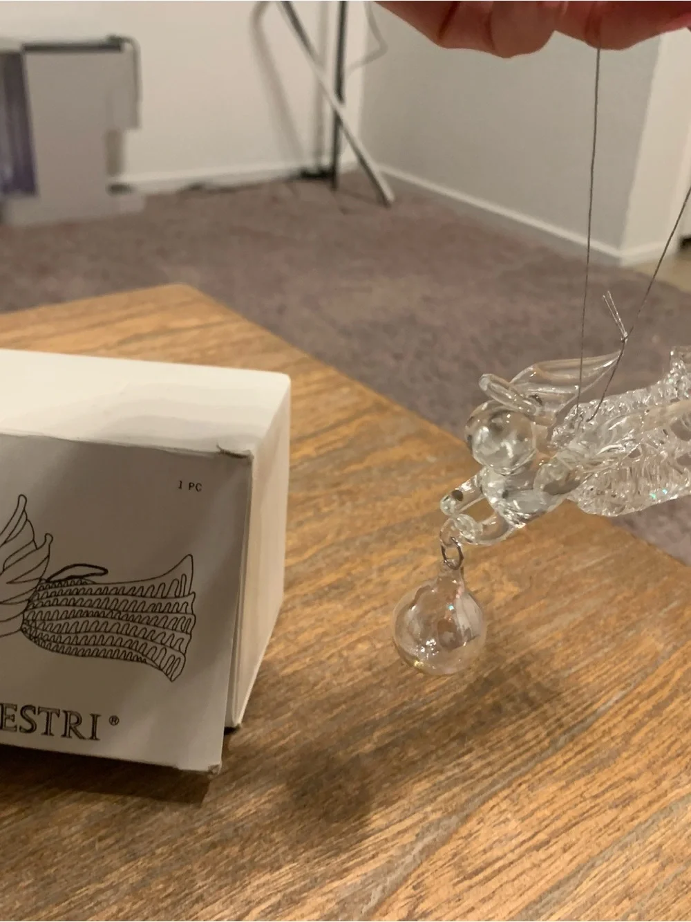 New Vintage Silverstri Spun Glass Clear Glass Angel Christmas Ornament